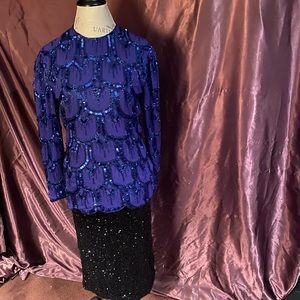 Royal blue beaded top